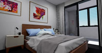 360-degree still of a bedroom interior
